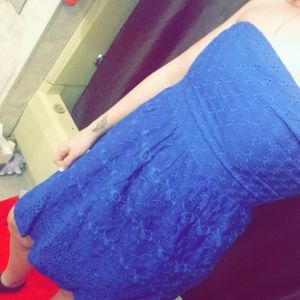 Blue strapless summer dress